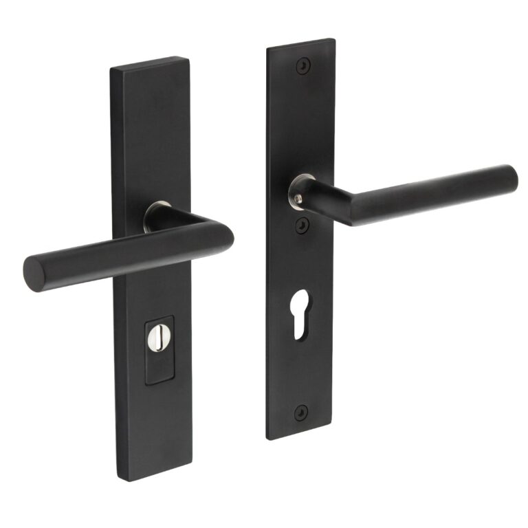 SECURITY HARDWARE RECTANGULAR WITH CORE PULL-OUT PROTECTION PROFILE CYLINDER HOLE MATT BLACK 72 MM REAR DOOR HARDWARE