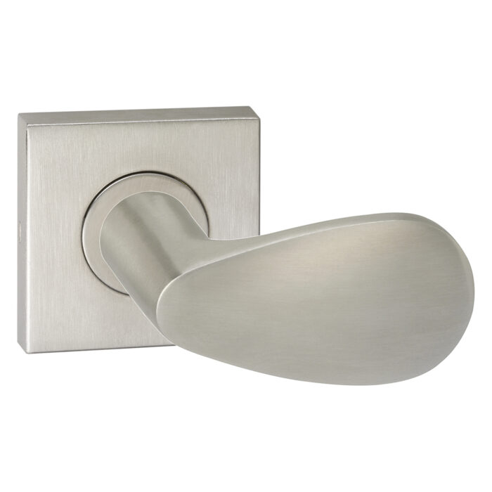 Impresso Derby door handle brushed stainless steel on square rosette