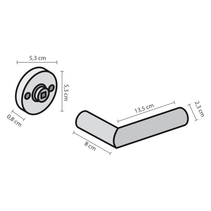 Impresso Poignée de porte Oxford Aluminium sur rosace ronde 1
