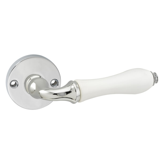 Impresso Door handle Perth Chrome on round rosette