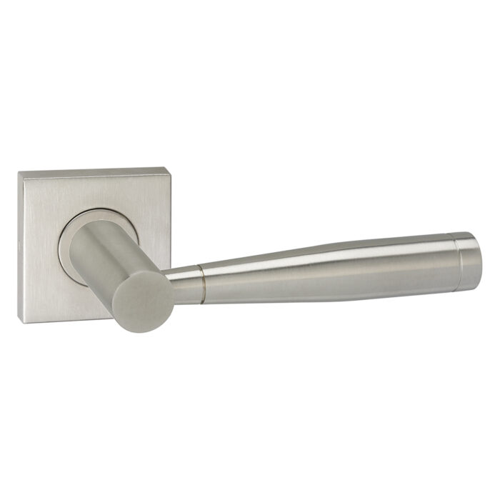 Impresso Door handle Retford brushed stainless steel on square rosette