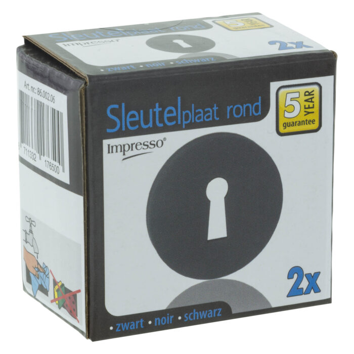 Impresso round rosette Keyboard key Matt black 16