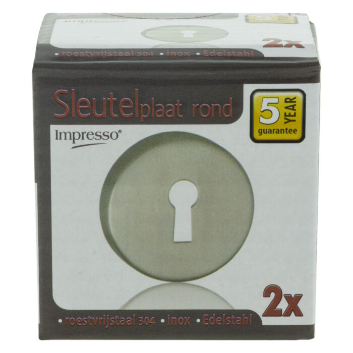Impresso round rosette Keyboard key brushed stainless steel 14