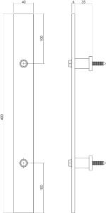 Intersteel Door handle 400 x 40 mm brushed stainless steel 1