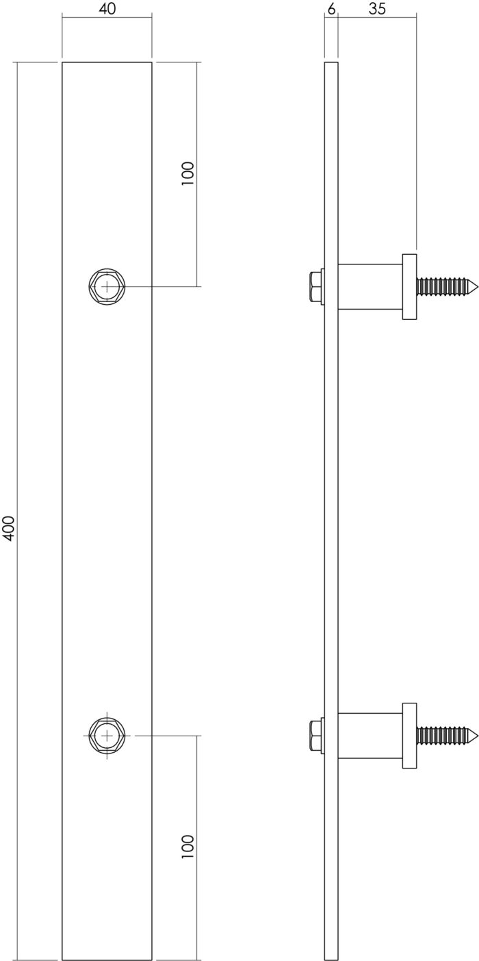 Intersteel Poignée de porte 400 x 40 mm acier inoxydable brossé 1