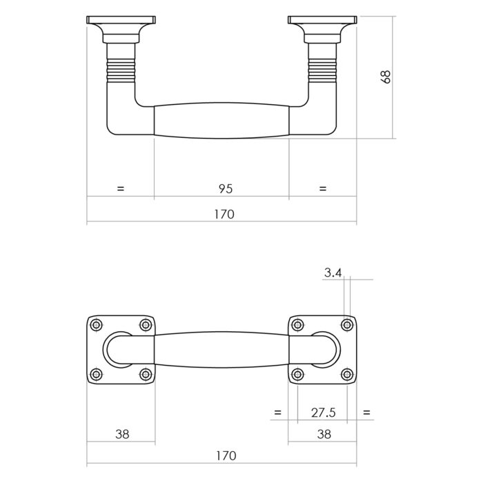 Intersteel Deurgreep Ton Basic 180 mm op vierkant rozet nikkelebbenhout 1