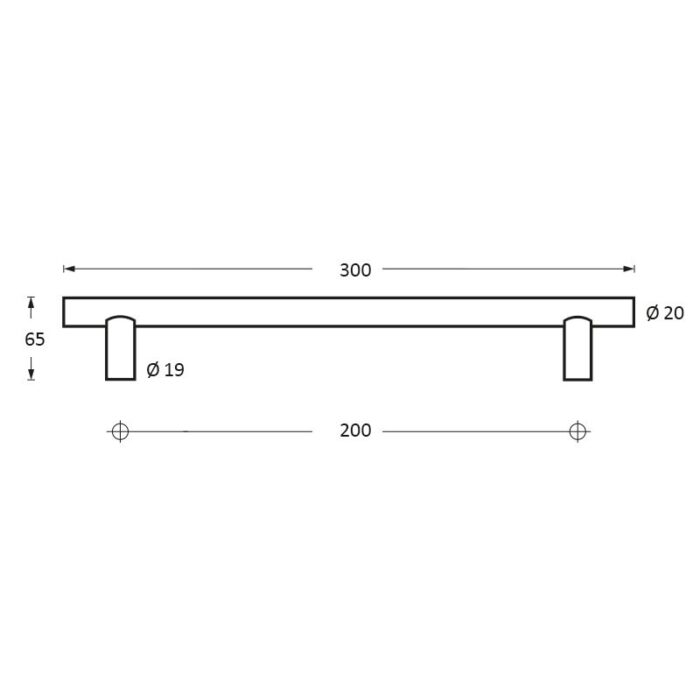 Intersteel Door handles 300 mm T shape brushed stainless steel 1
