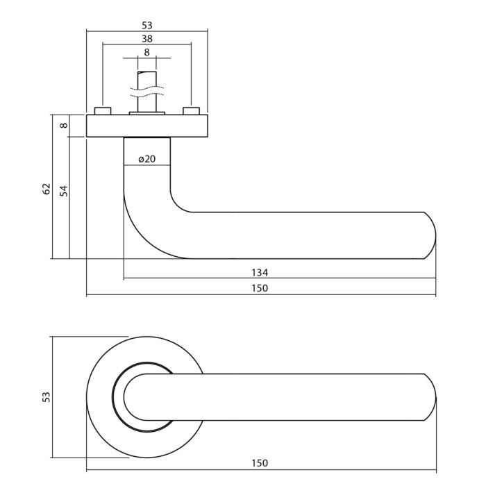 Intersteel Door handle Agatha on rosette o53x8mm black 1