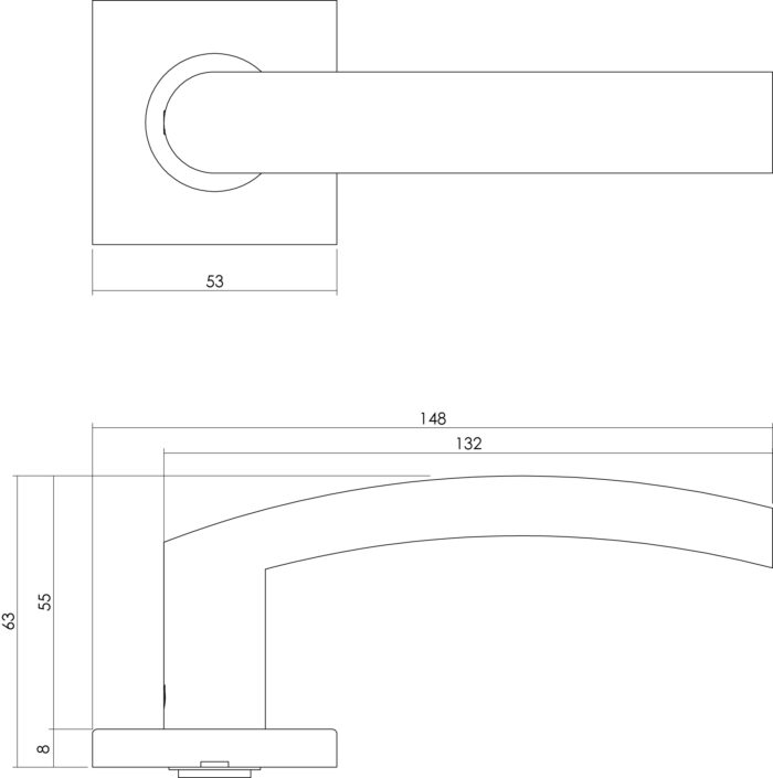 Intersteel Door handle Block on square rosette brushed stainless steel 1