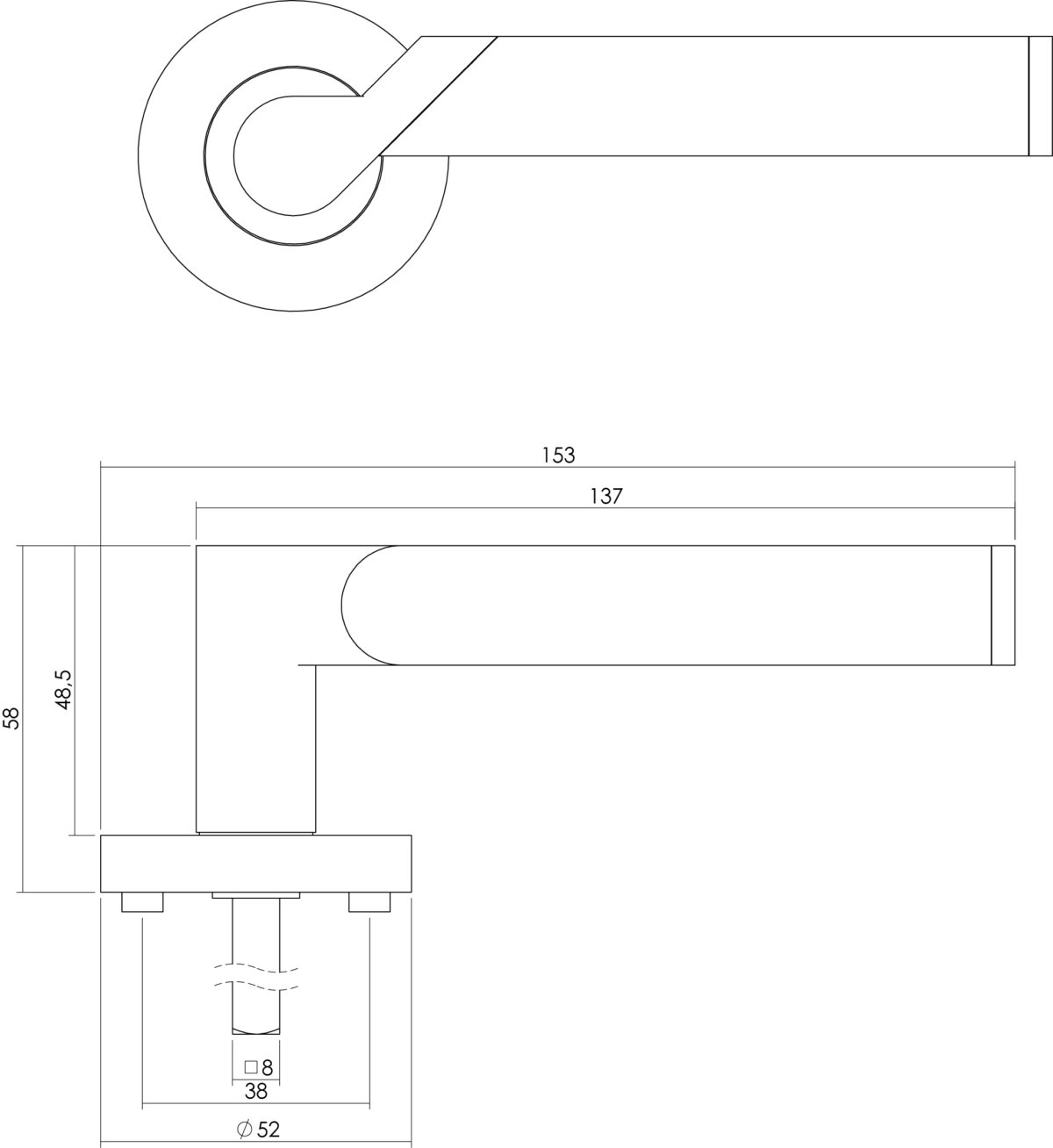 Intersteel Door handle Casper on rosette chrome 1