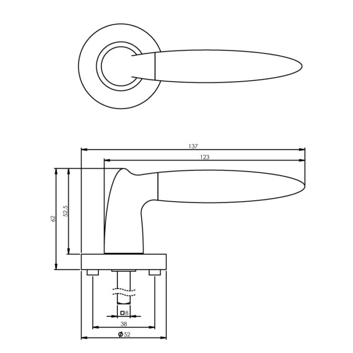 Intersteel Deurkruk Elen op rozet chroom 1
