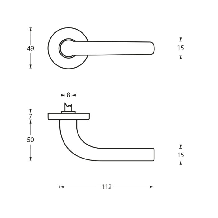 Intersteel Deurkruk Elena op rozet mat zwart 1