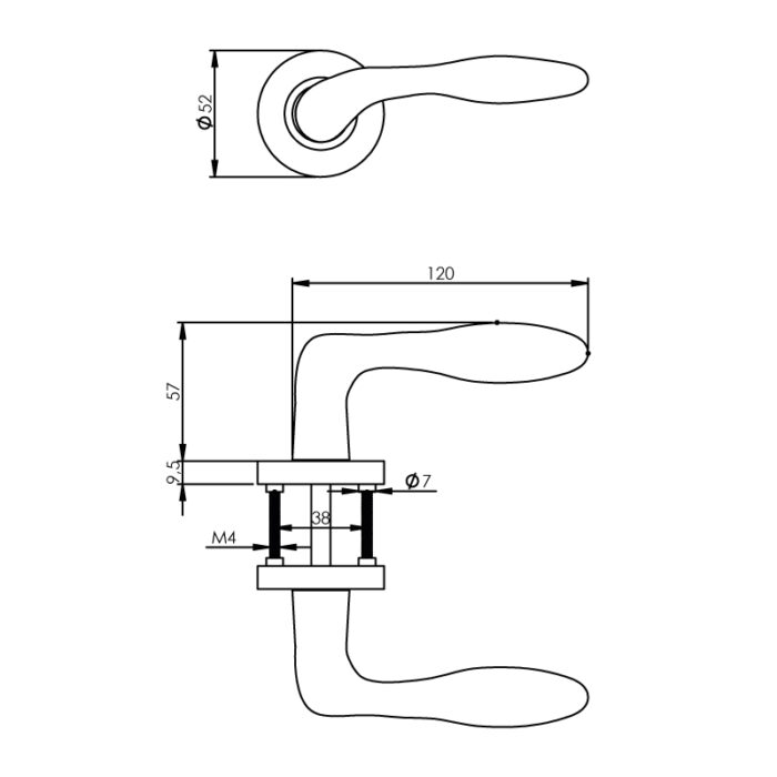 Intersteel Deurkruk George op rozet o53x8mm zwart 1