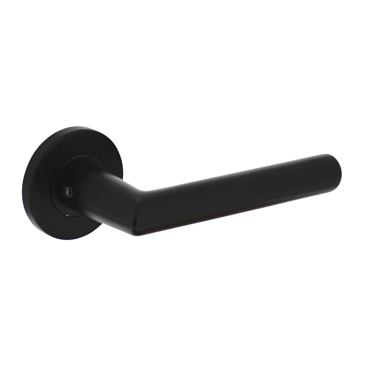 door handle Corner, black, aluminum, on rosette