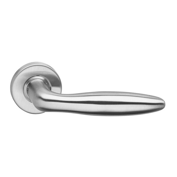door handle Jupiter, on rosette, stainless steel, brushed