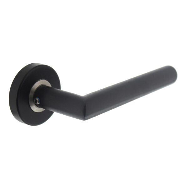 door handle Jura, matt black, black, on rosette