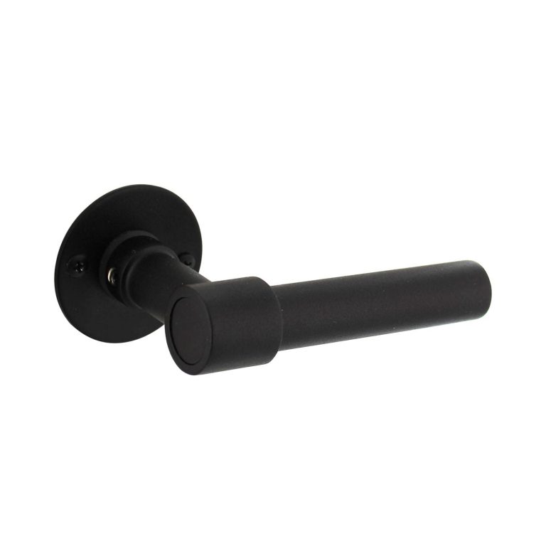 door handle LL-Model, stainless steel black, stainless steel, black, on rosette