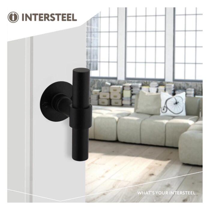 Intersteel Door handle LT model with rosette 2 mm stainless steel black 3