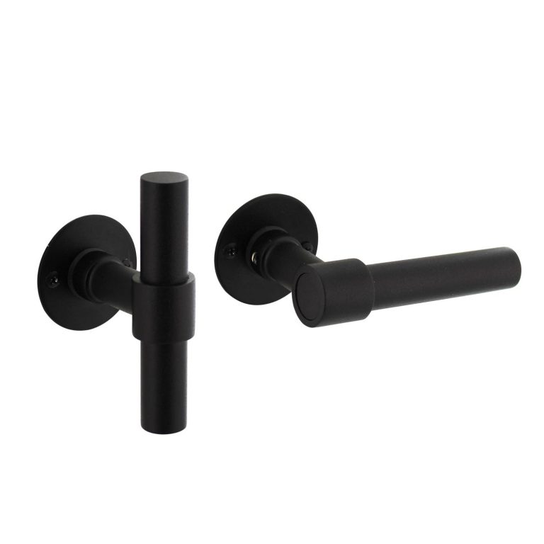door handle LT Model, on rosette, black stainless steel, stainless steel