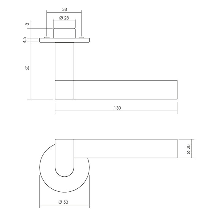 Intersteel Deurkruk Munnikhof Dock Black met ronde rozet o52x5mm geveerd rvs 1