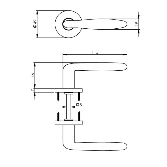 Intersteel Deurkruk Phobos op rozet mat zwart 1