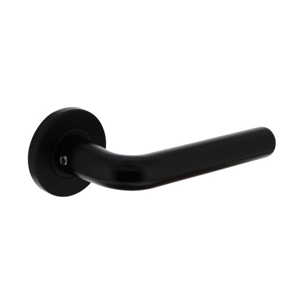 door handle Straight, aluminum black, on rosette