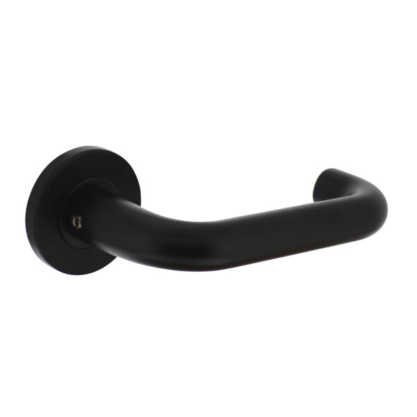 door handle Round, black, on rosette