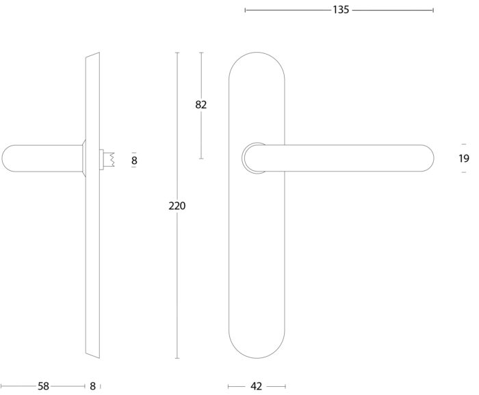 Intersteel Poignée de porte Ronde sur bouclier inox brossé Store 1
