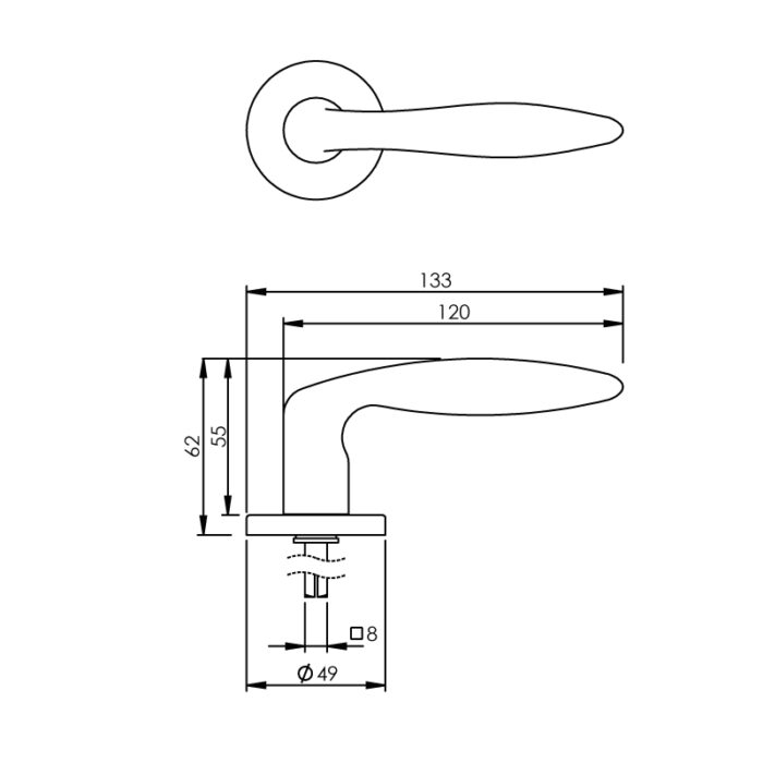 Intersteel Door handle Cigar on rosette nickel matt 1