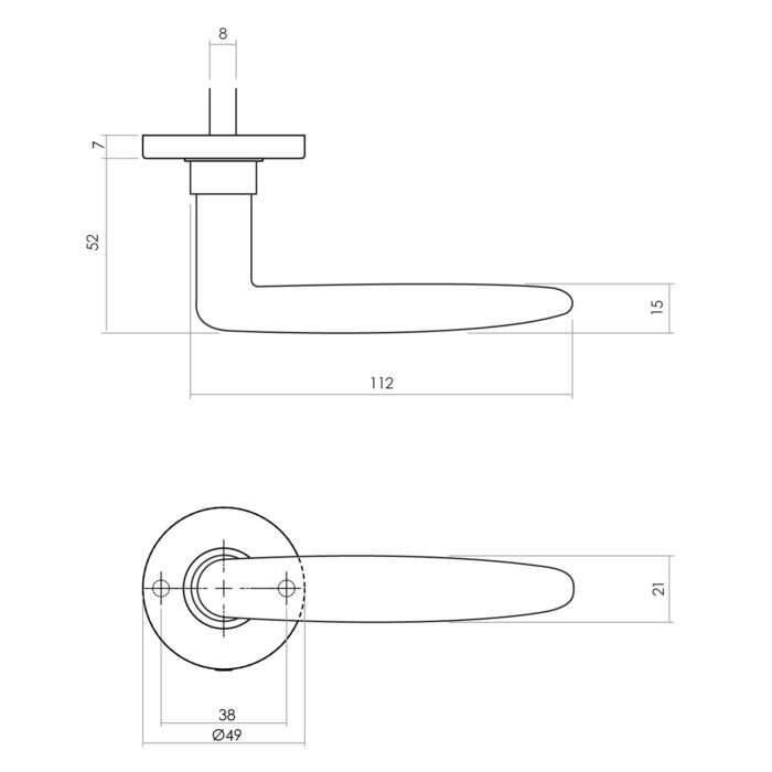 Intersteel Door handle Sophie with rosette o49x7mm concealed matt black 1