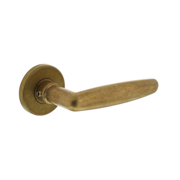 door handle Sophie, tumbled brass, on rosette, historical renovations
