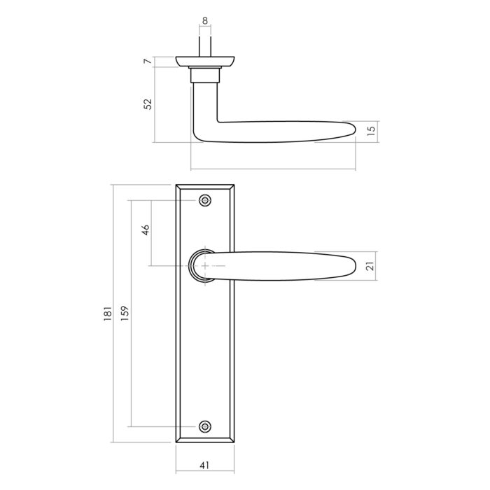 Intersteel Deurkruk Sophie met schild 181x41x7mm mat zwart Blind 1