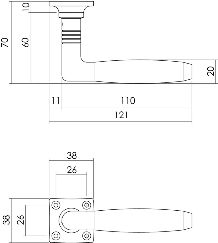 Intersteel Poignée de porte Ton Basic avec rosace carrée nickel matebenwood 1