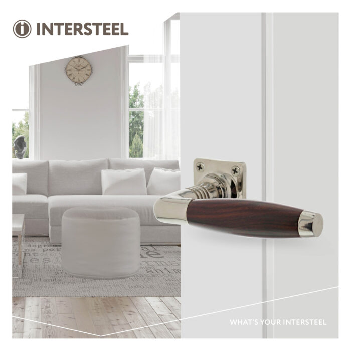 Intersteel Door handle Ton Rosewood with square rosette nickel 2