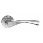 Butterfly door handle, on rosette, brushed stainless steel