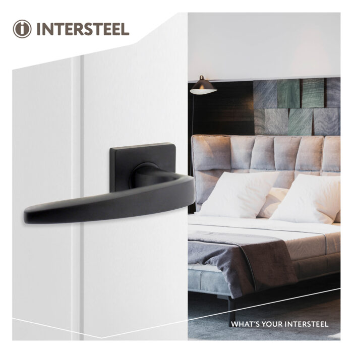 Poignée de porte Intersteel Zeus sur rosace carrée noir mat 2