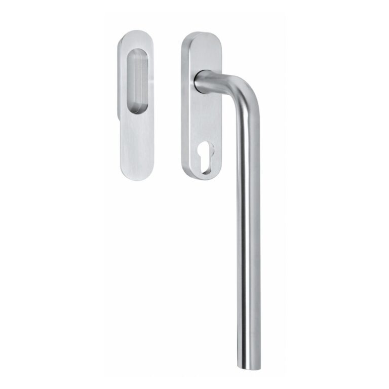 Intersteel Lift-sliding door fitting, straight profile cylinder hole, brushed stainless steel
