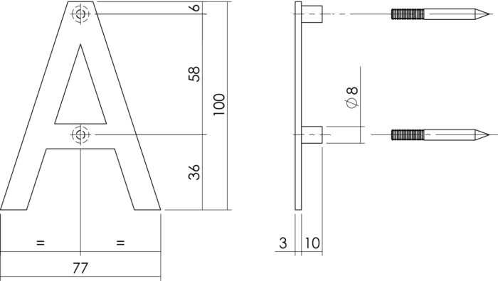 Intersteel Huisletter A 100 mm rvs geborsteld 1