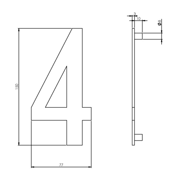 Intersteel Numéro de maison 4 150mm acier inoxydable brossé 1
