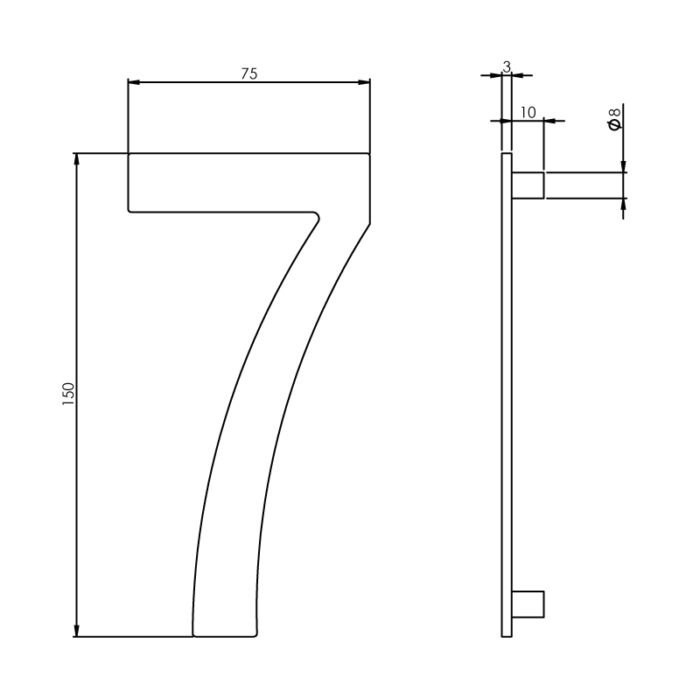 Intersteel Huisnummer 7 150mm rvs geborsteld 1