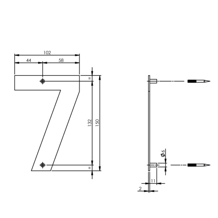 Intersteel Huisnummer 7 150x2mm rvs geborsteld 1