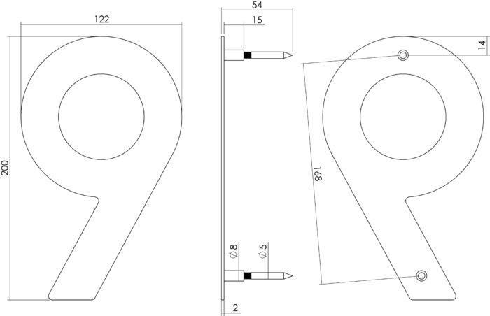 Intersteel Numéro de maison 9 200 mm acier inoxydable brossé 1