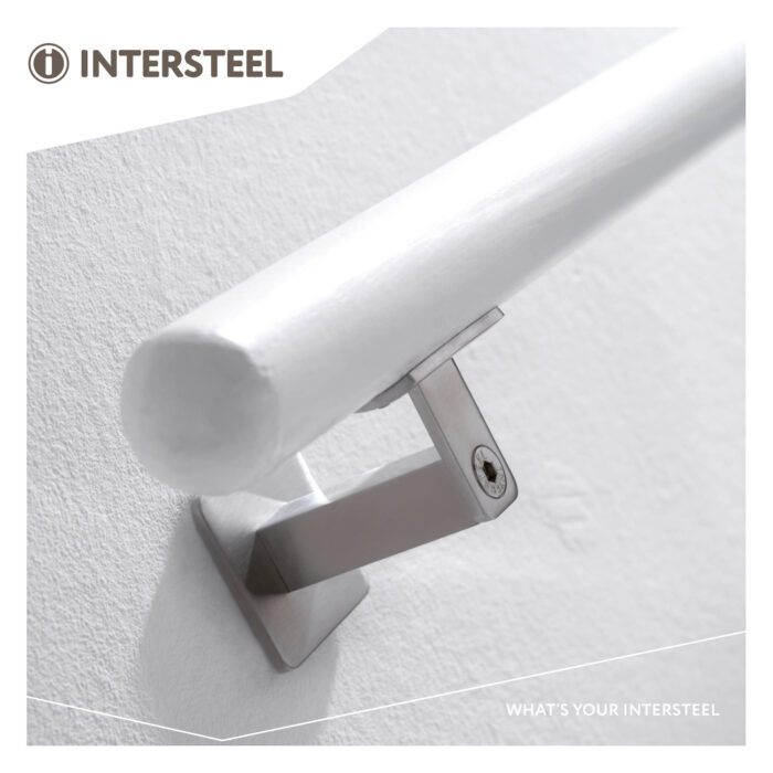 Intersteel Handrail holder heavy square hollow stainless steel brushed 2