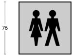 Intersteel Pictogram WC femme et homme autocollant carré acier inoxydable brossé 1