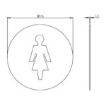 Intersteel Pictogram ladies toilet self-adhesive round brushed stainless steel 1