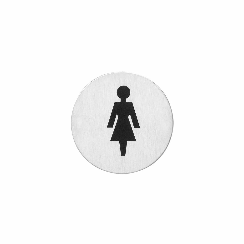 Intersteel Pictogram WC pour femme autocollant rond en acier inoxydable brossé