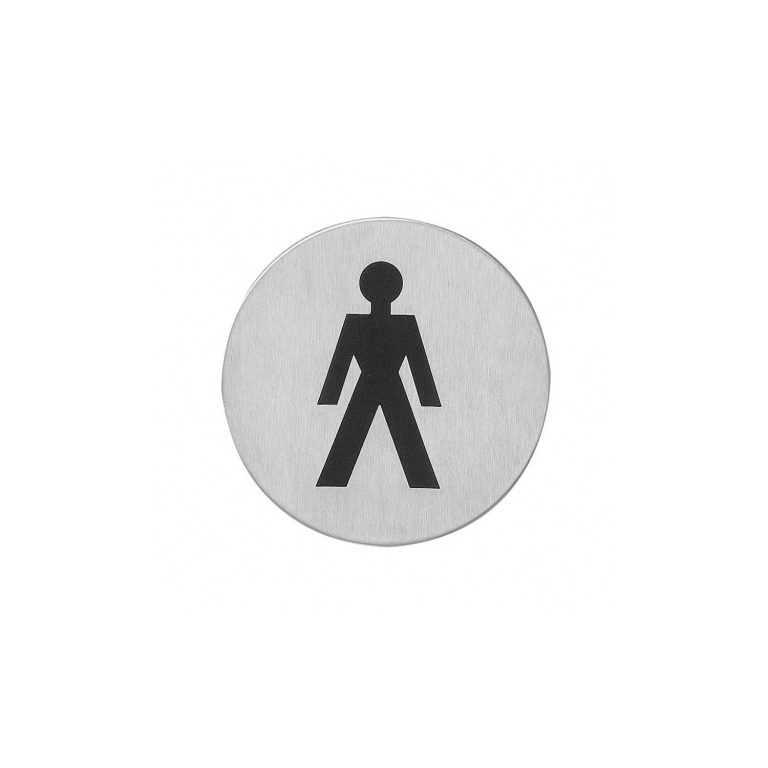 Intersteel Pictogram WC pour homme autocollant rond en acier inoxydable brossé