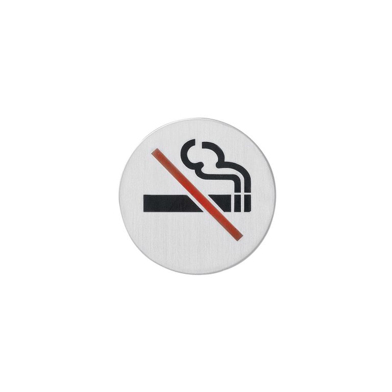 Intersteel Pictogram rookverbod zelfklevend rond rvs geborsteld brandveiligheid Deurbeslag Expert Slotenspeciaalzaak