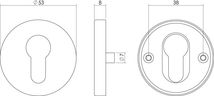 Intersteel Rosette profile cylinder hole around lugs brushed stainless steel 53mm 1
