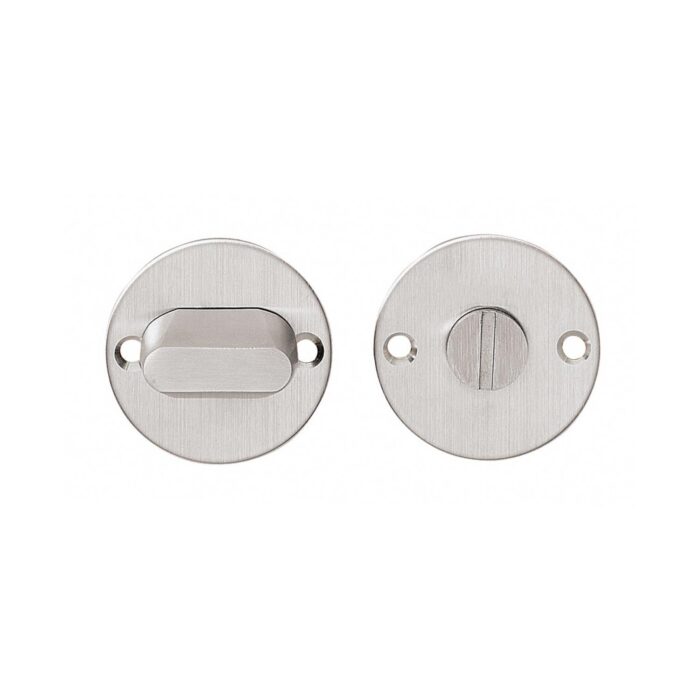 Interacier | Serrure à rosace pour toilettes/salle de bains sans fenêtre avec goupille de 8 mm | Rond | Appartement | 50 mm | Acier inoxydable brossé